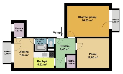 2D Barevný půdorys